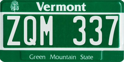 VT license plate ZQM337