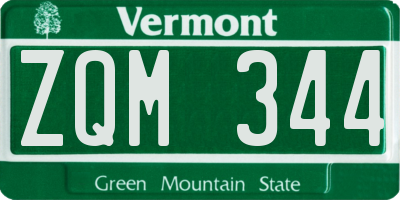 VT license plate ZQM344