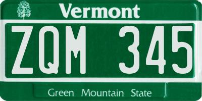 VT license plate ZQM345