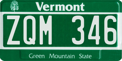 VT license plate ZQM346