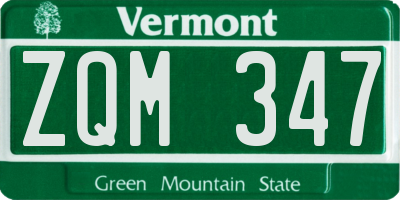 VT license plate ZQM347