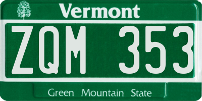VT license plate ZQM353