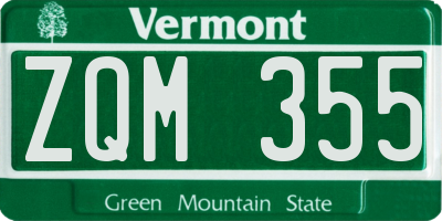 VT license plate ZQM355