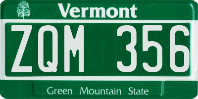 VT license plate ZQM356