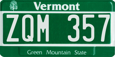 VT license plate ZQM357