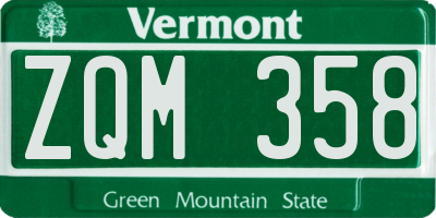 VT license plate ZQM358