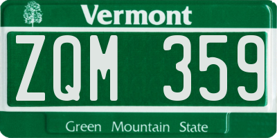 VT license plate ZQM359