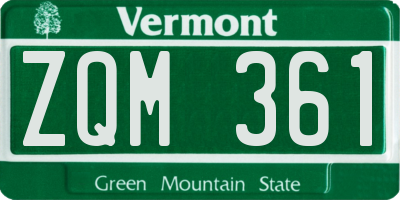 VT license plate ZQM361