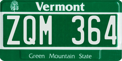 VT license plate ZQM364