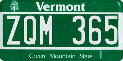 VT license plate ZQM365