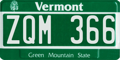 VT license plate ZQM366
