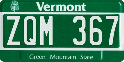 VT license plate ZQM367