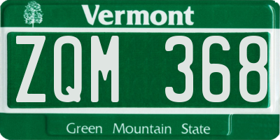 VT license plate ZQM368