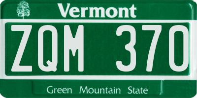 VT license plate ZQM370