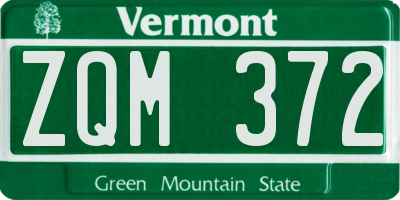VT license plate ZQM372