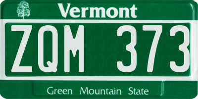 VT license plate ZQM373