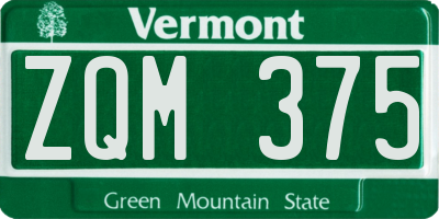 VT license plate ZQM375