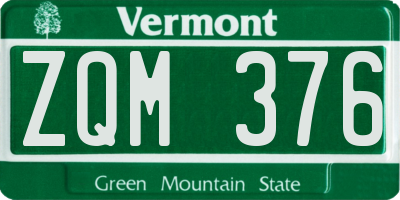 VT license plate ZQM376