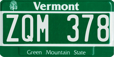 VT license plate ZQM378