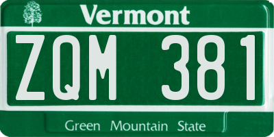 VT license plate ZQM381