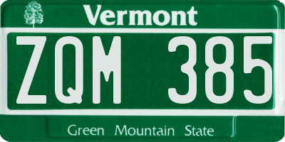 VT license plate ZQM385