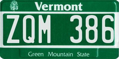 VT license plate ZQM386