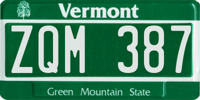 VT license plate ZQM387