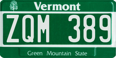 VT license plate ZQM389