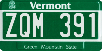 VT license plate ZQM391