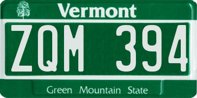 VT license plate ZQM394