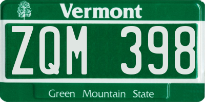 VT license plate ZQM398