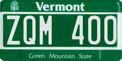 VT license plate ZQM400