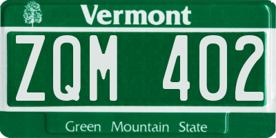 VT license plate ZQM402