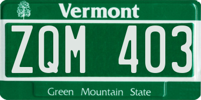 VT license plate ZQM403