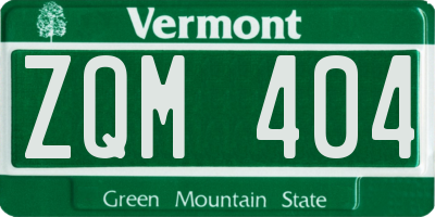 VT license plate ZQM404