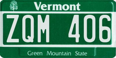 VT license plate ZQM406
