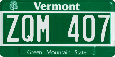 VT license plate ZQM407