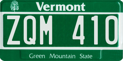 VT license plate ZQM410