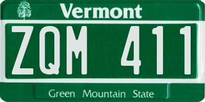 VT license plate ZQM411