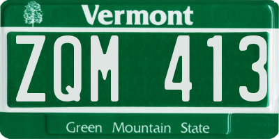 VT license plate ZQM413