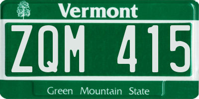VT license plate ZQM415