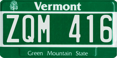 VT license plate ZQM416