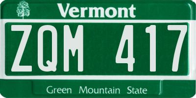 VT license plate ZQM417