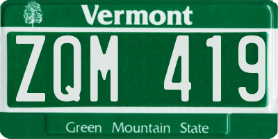 VT license plate ZQM419