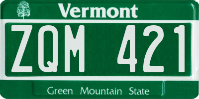 VT license plate ZQM421