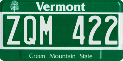 VT license plate ZQM422