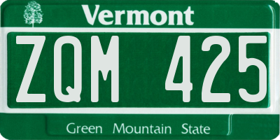 VT license plate ZQM425