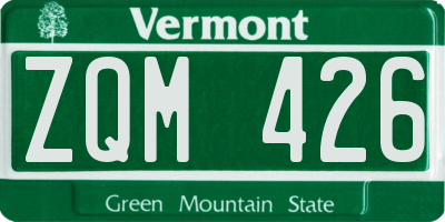 VT license plate ZQM426