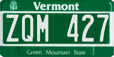 VT license plate ZQM427