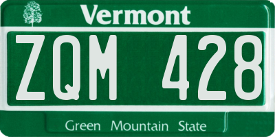 VT license plate ZQM428